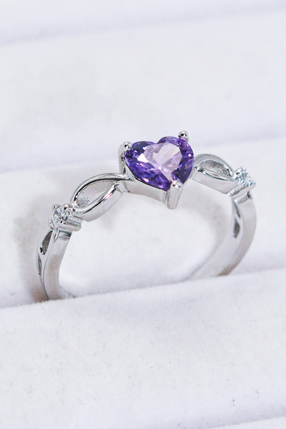 Krystal Hjerte Sølv Ring