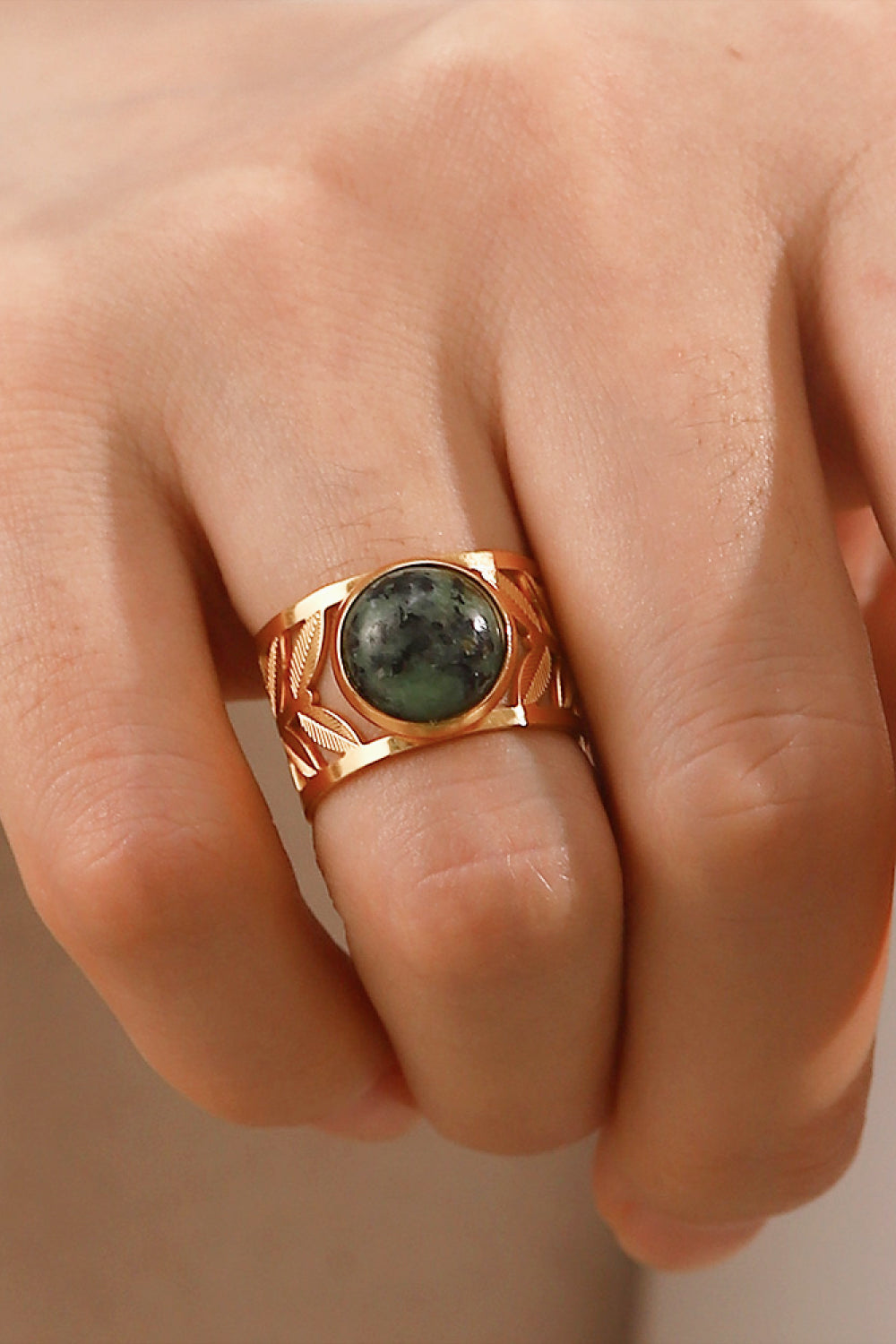 Guld Malakit Blad Ring
