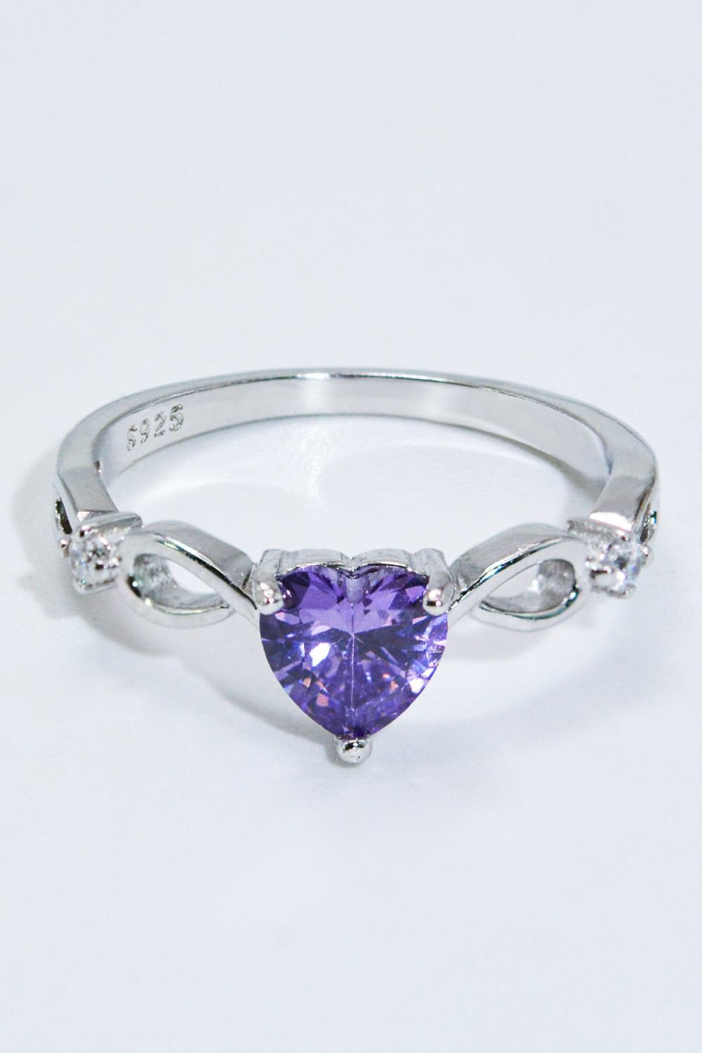 Krystal Hjerte Sølv Ring