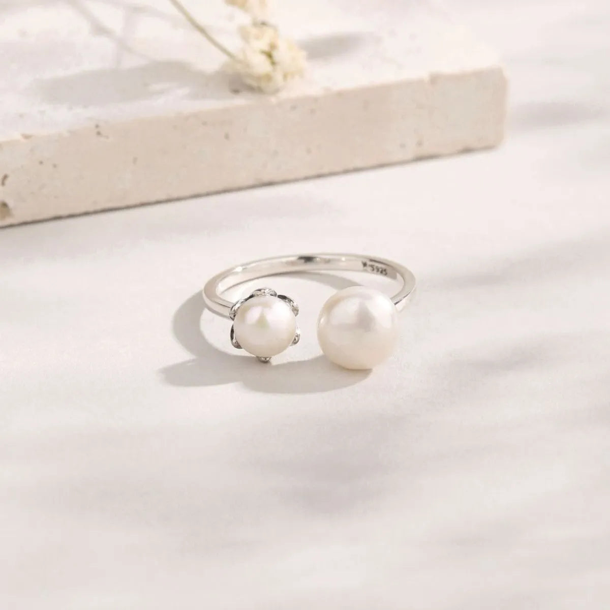 Anello aperto perla argento