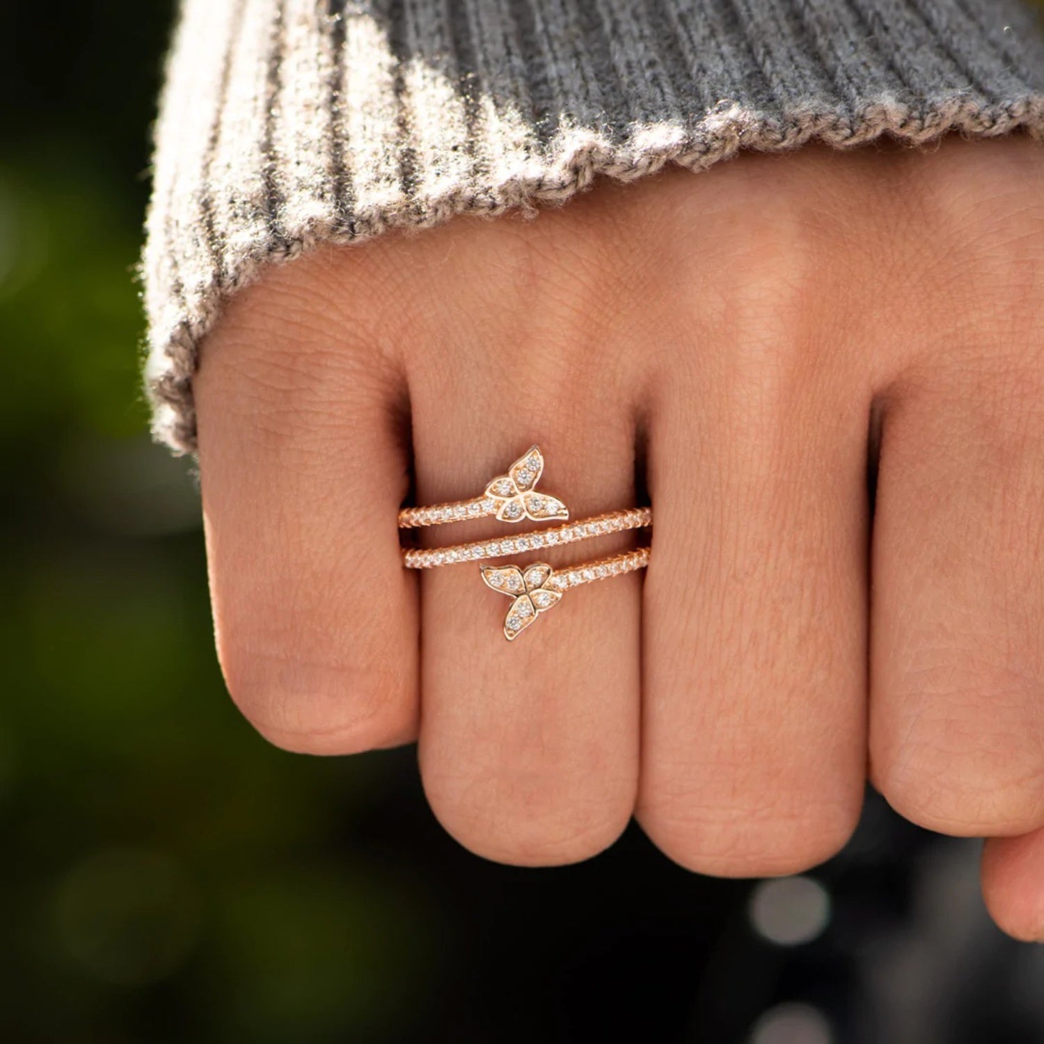 Anello Farfalla in Argento Zircone