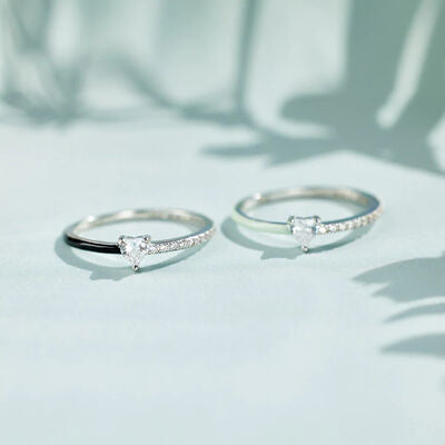 Emalje Hjerte Zirkon Ring