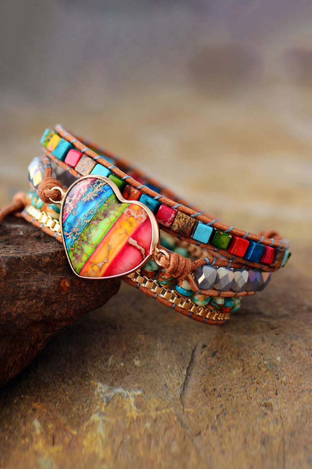 Jasper & Crystal Layered Cuff