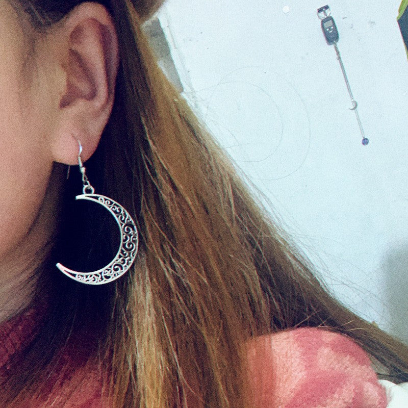 Lunar Cutout Alloy Earrings