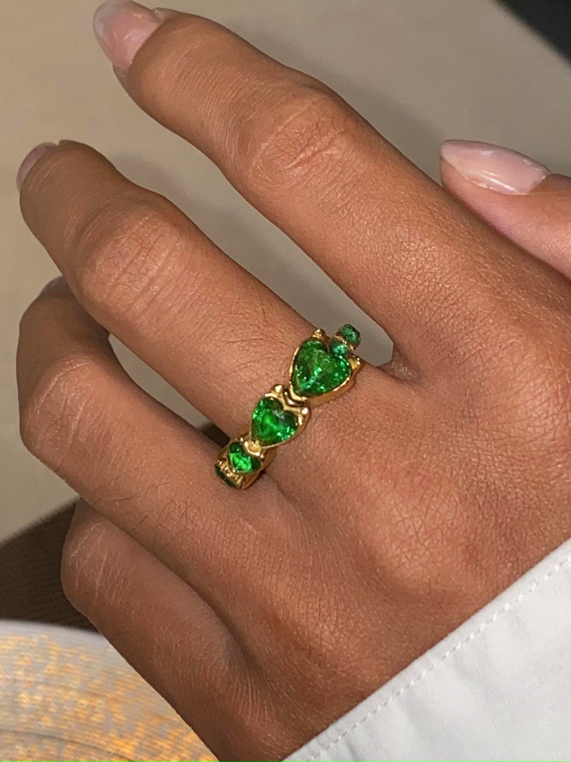 Rhinestone hjerte stål ring