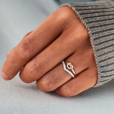 Knotted Heart Zircon Ring