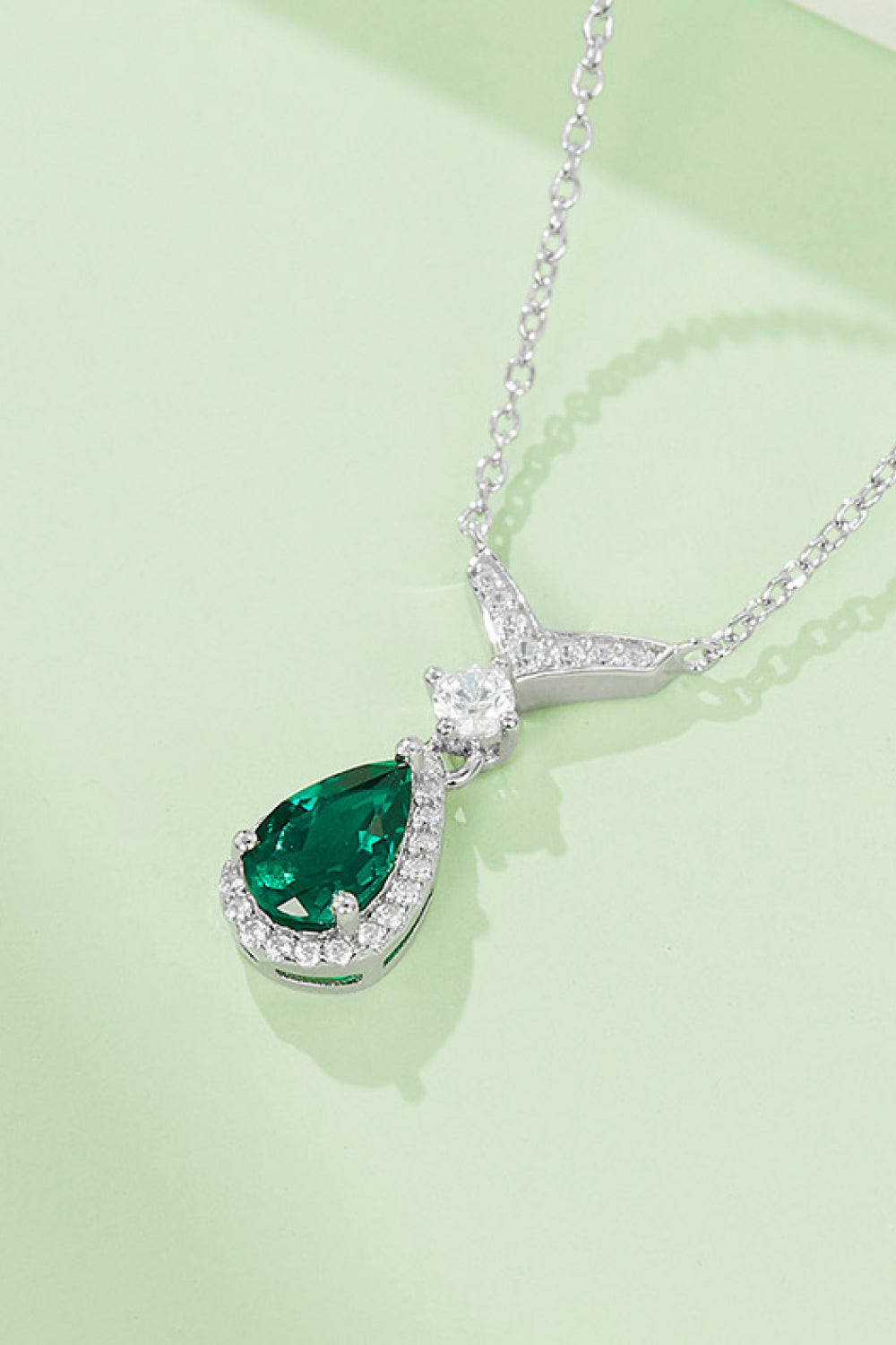 Lab Emerald Drop Necklace