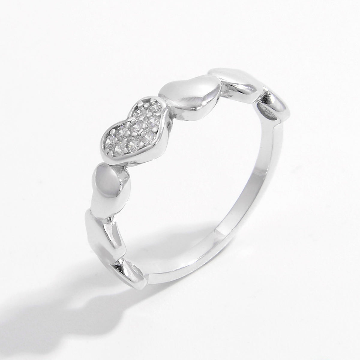 Zircon Hjerte Sølv Ring