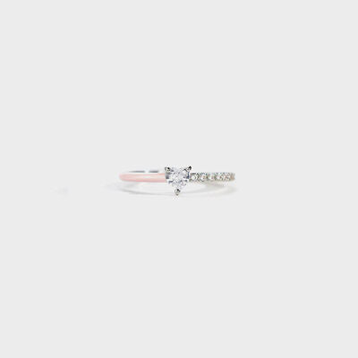 Emalje Hjerte Zirkon Ring