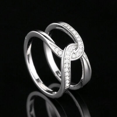 Anello Doppio con Zircone Intrecciato