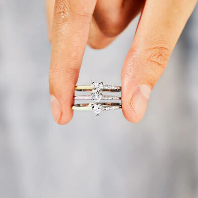 Emalje Hjerte Zirkon Ring