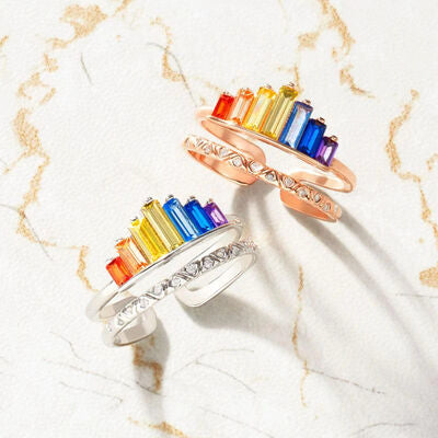 Anello in argento zirconio a doppio strato