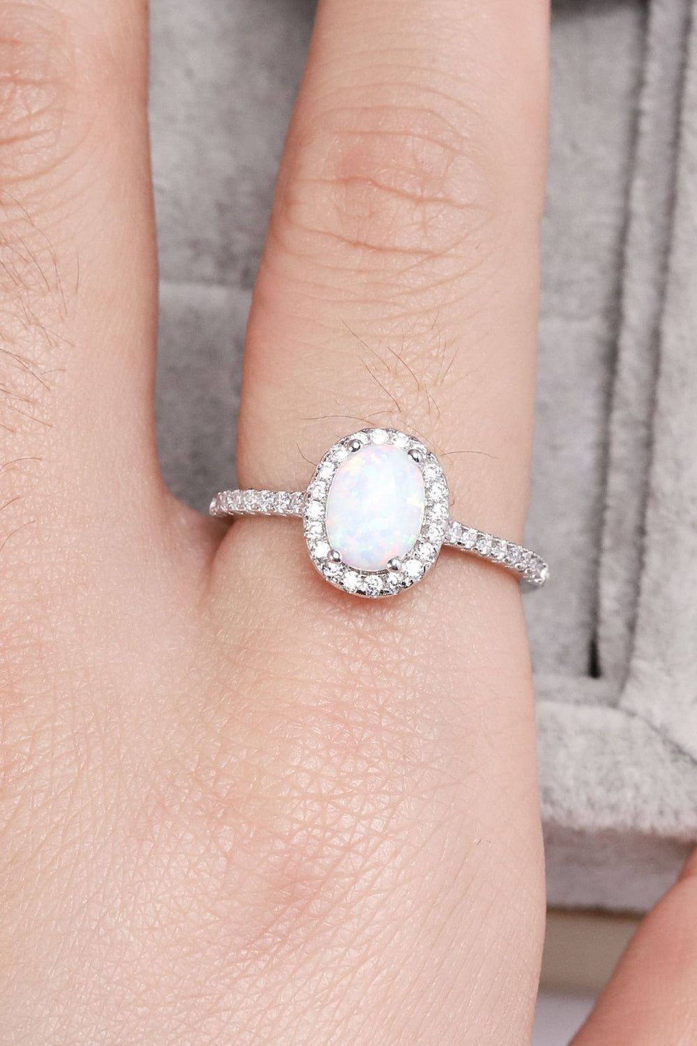 Opal Halo Zilveren Ring