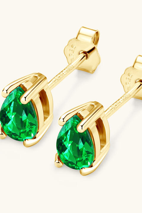 Lab Emerald Crystal Studs