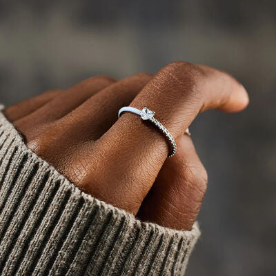 Emalje Hjerte Zirkon Ring