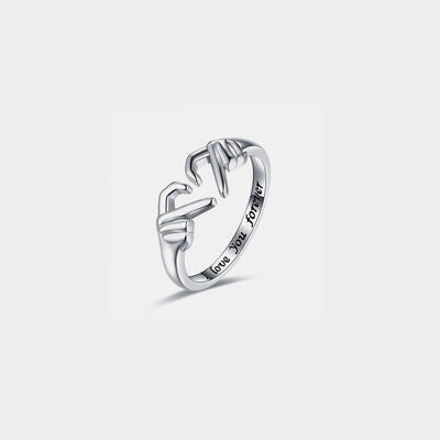 Hånd Hjerte Åben Sølv Ring