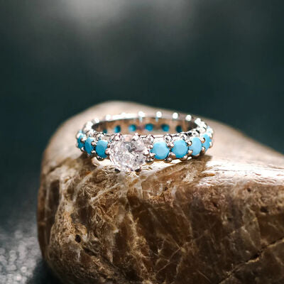Anello in argento con zircone turchese