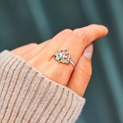 Zircon Lotus Sølv Ring