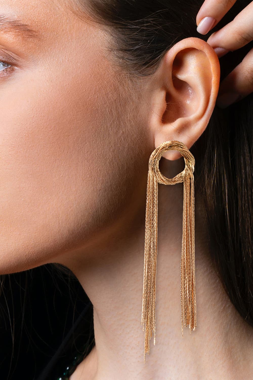 Copper Fringe Circle Earrings