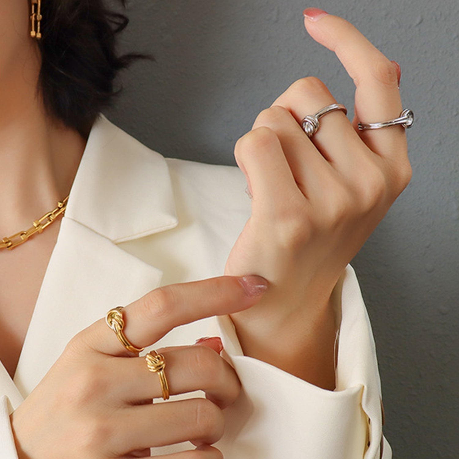 Anello Nodo in Acciaio Intrecciato