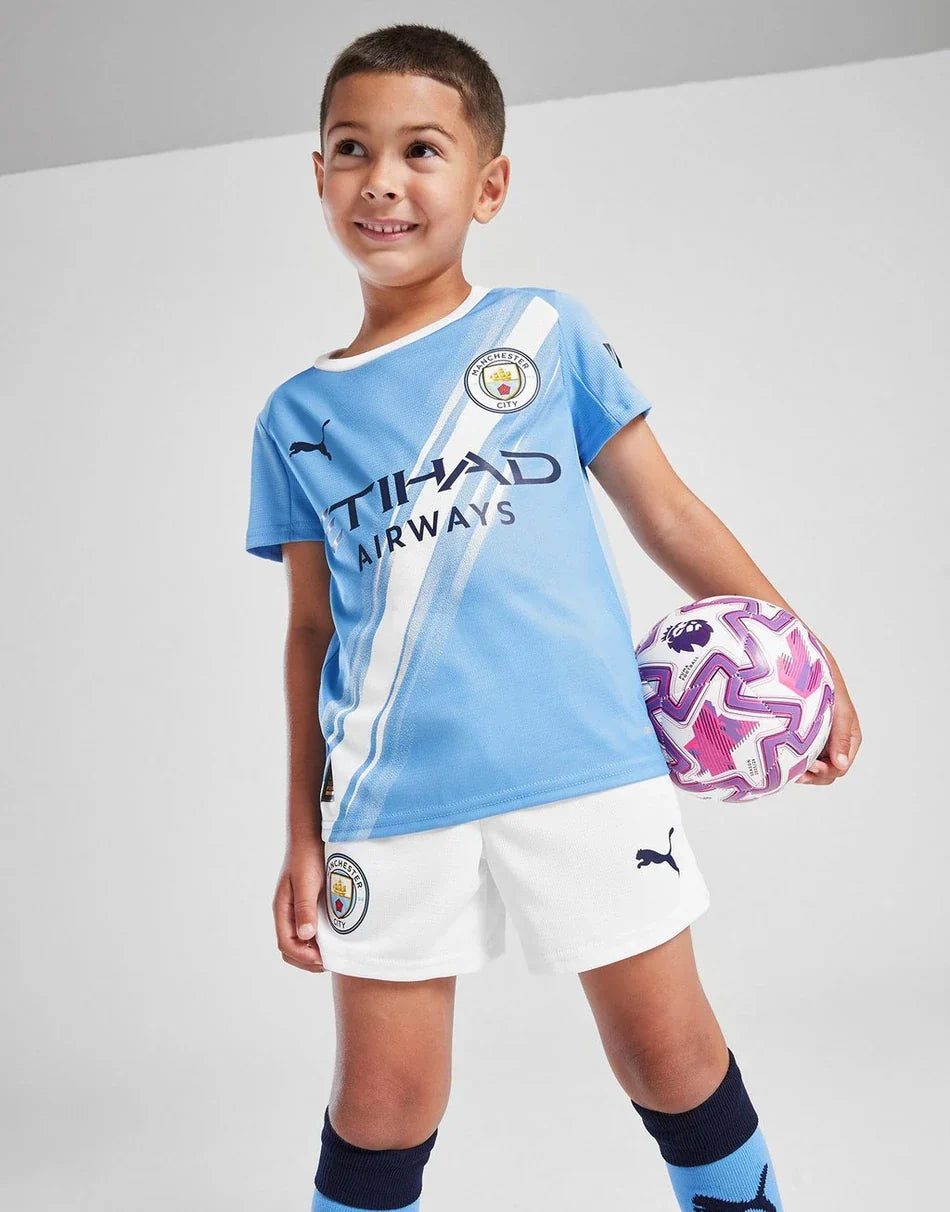 2025/2026 Manchester City Børne Fodbold Sæt - Hjemmebane