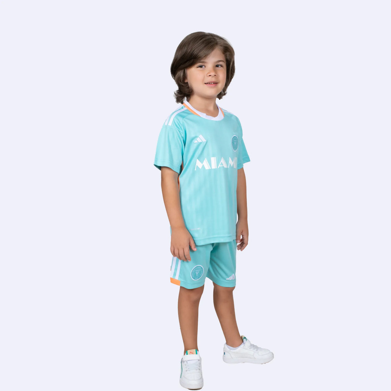 Kit da calcio per bambini Messi - Inter Miami 2024/25 Acqua