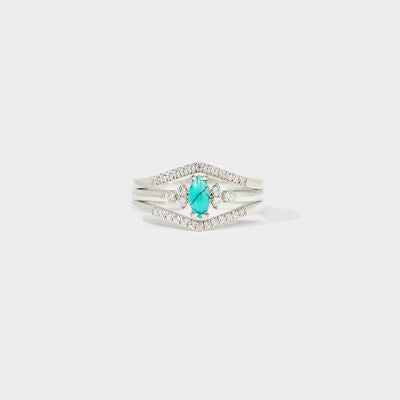 Anello con zirconi a chevron turchese
