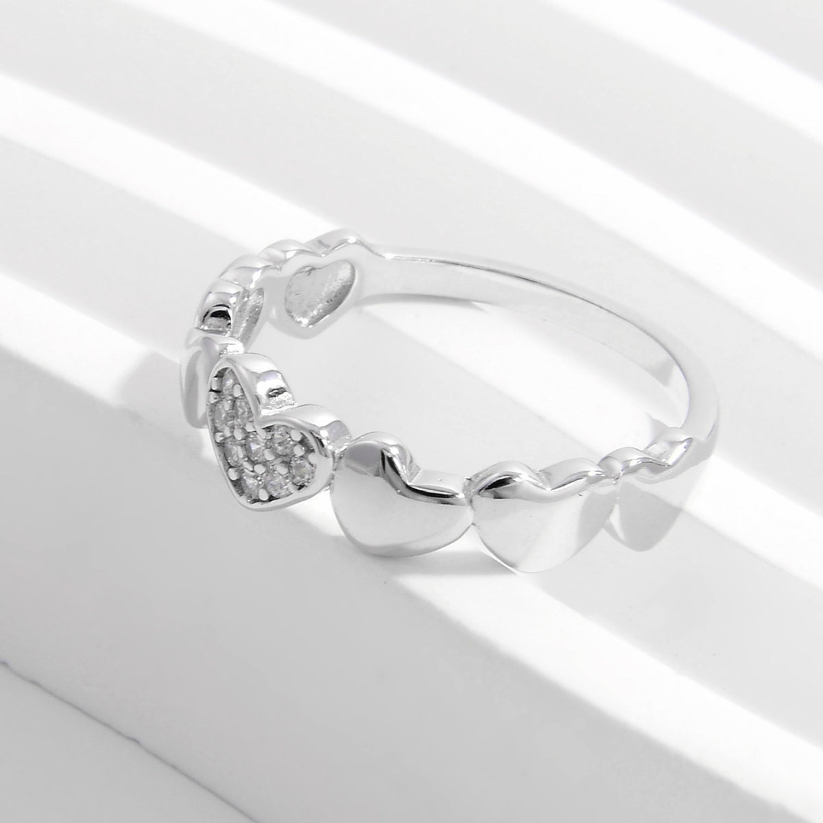 Zircon Hjerte Sølv Ring