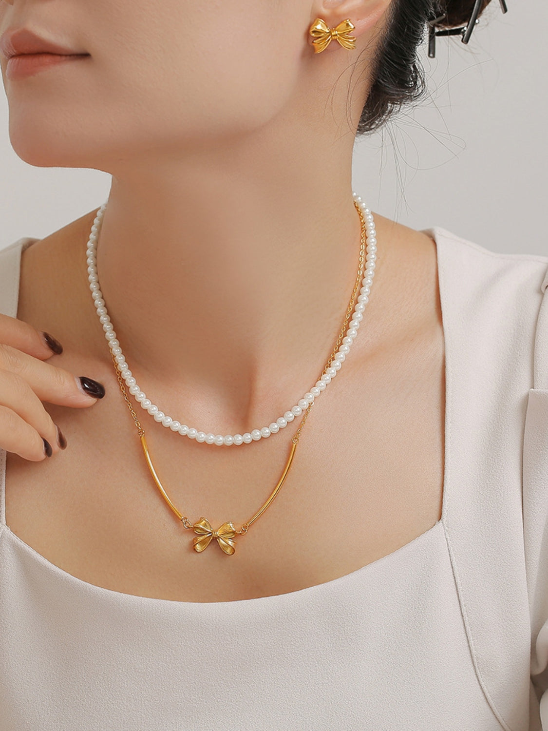 Set di tre gioielli Pearl & Bow