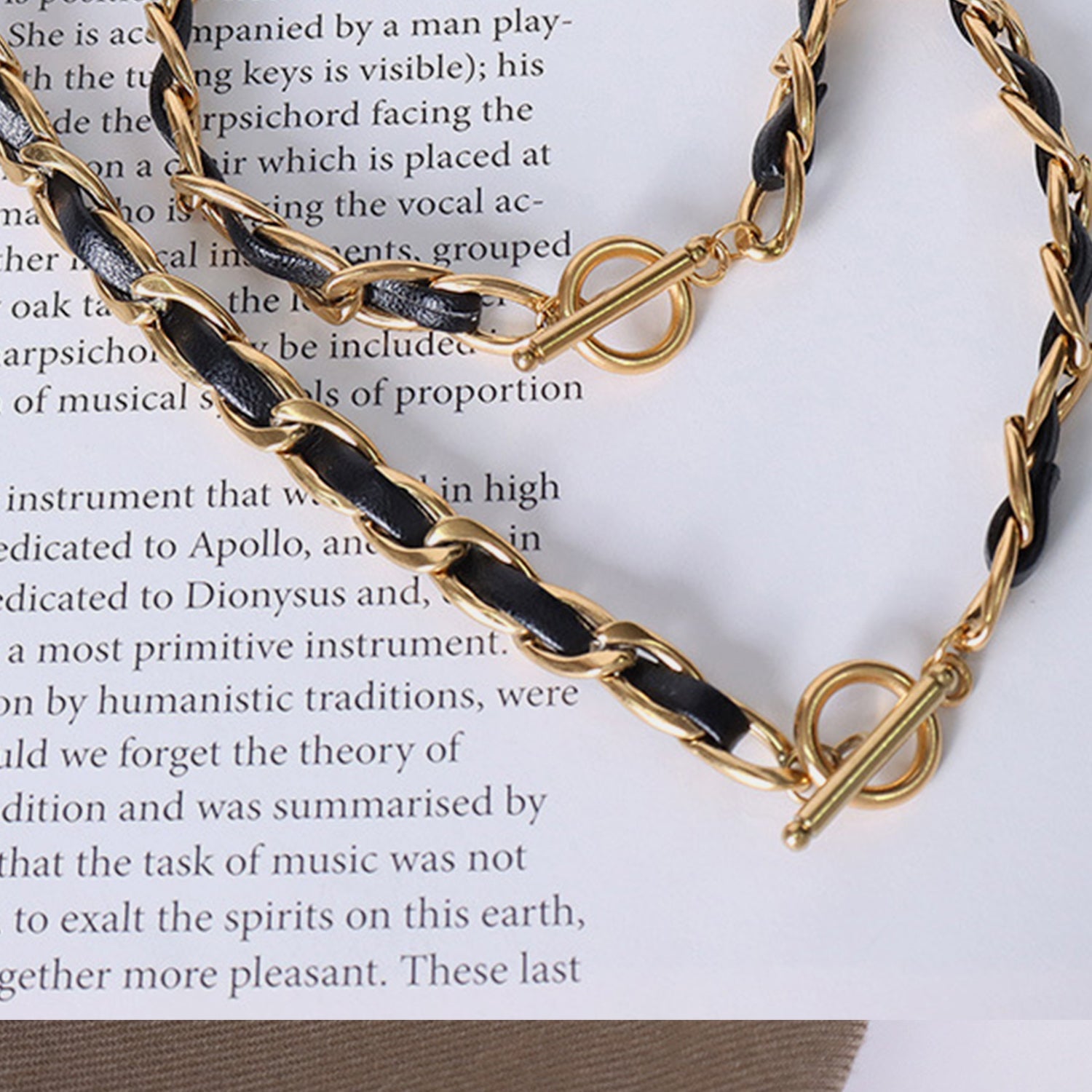 Guld Læder-Link Choker