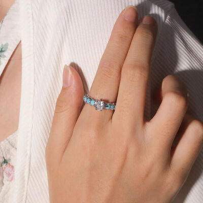 Anello in argento con zircone turchese