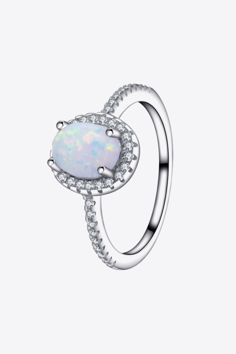 Anello Argento Opal Halo