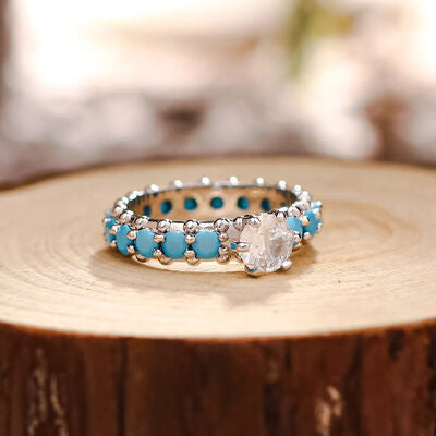Anello in argento con zircone turchese