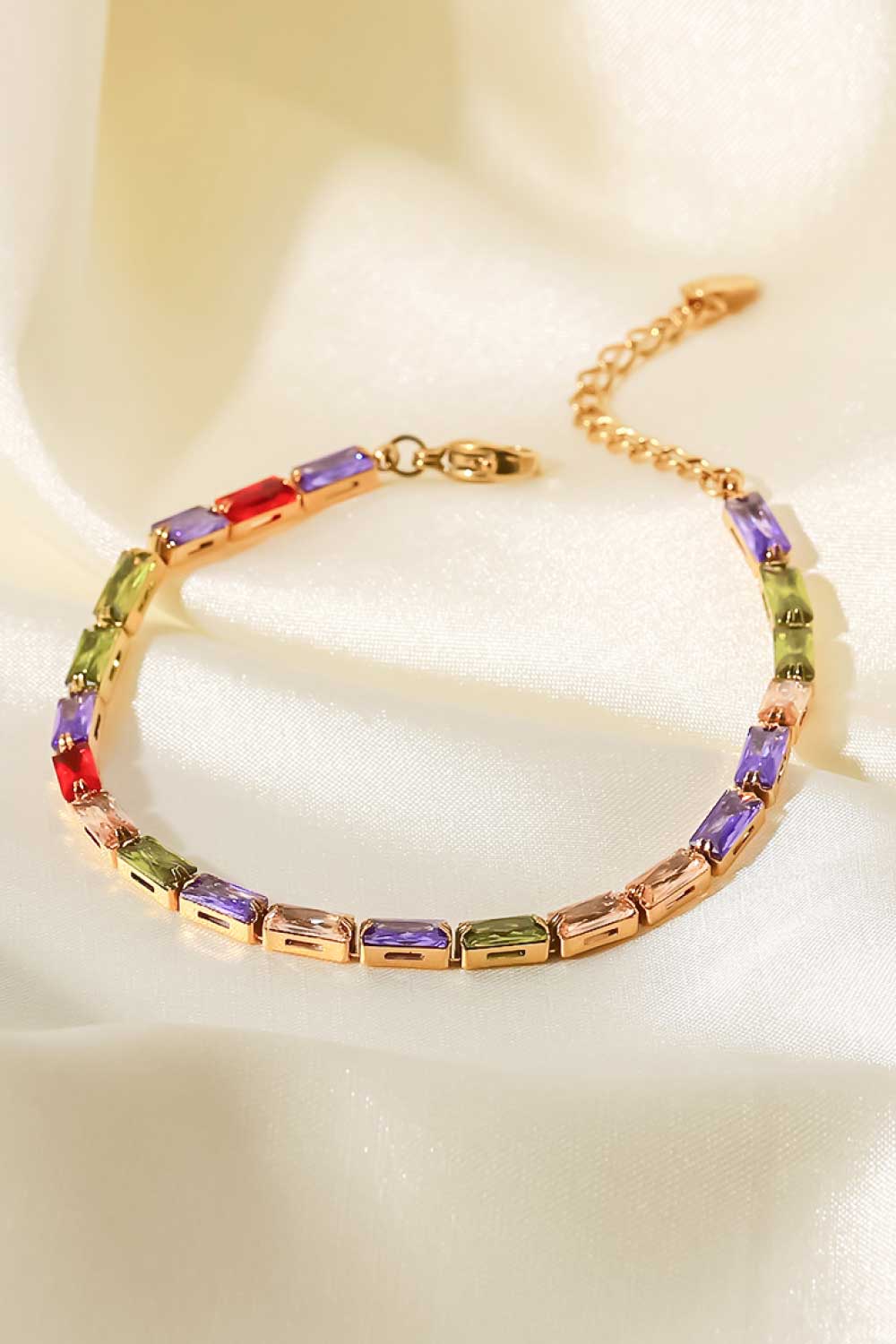 Rainbow CZ Gold Bracelet