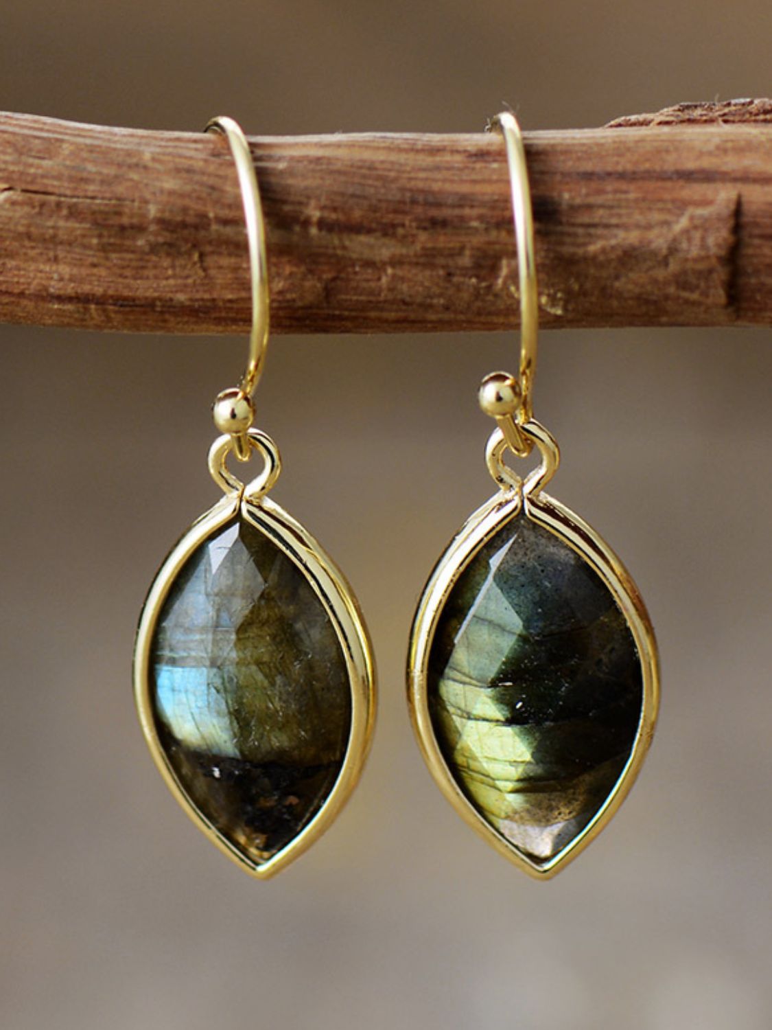 Geometric Stone Dangle Hoops