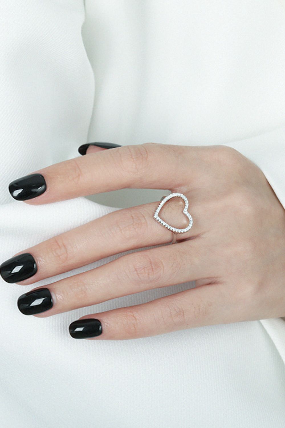 Zircon Heart Silver Ring