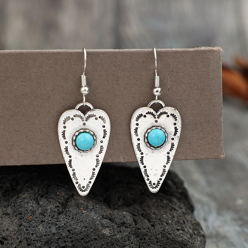 Turkis Hjerte Dangle Hoops