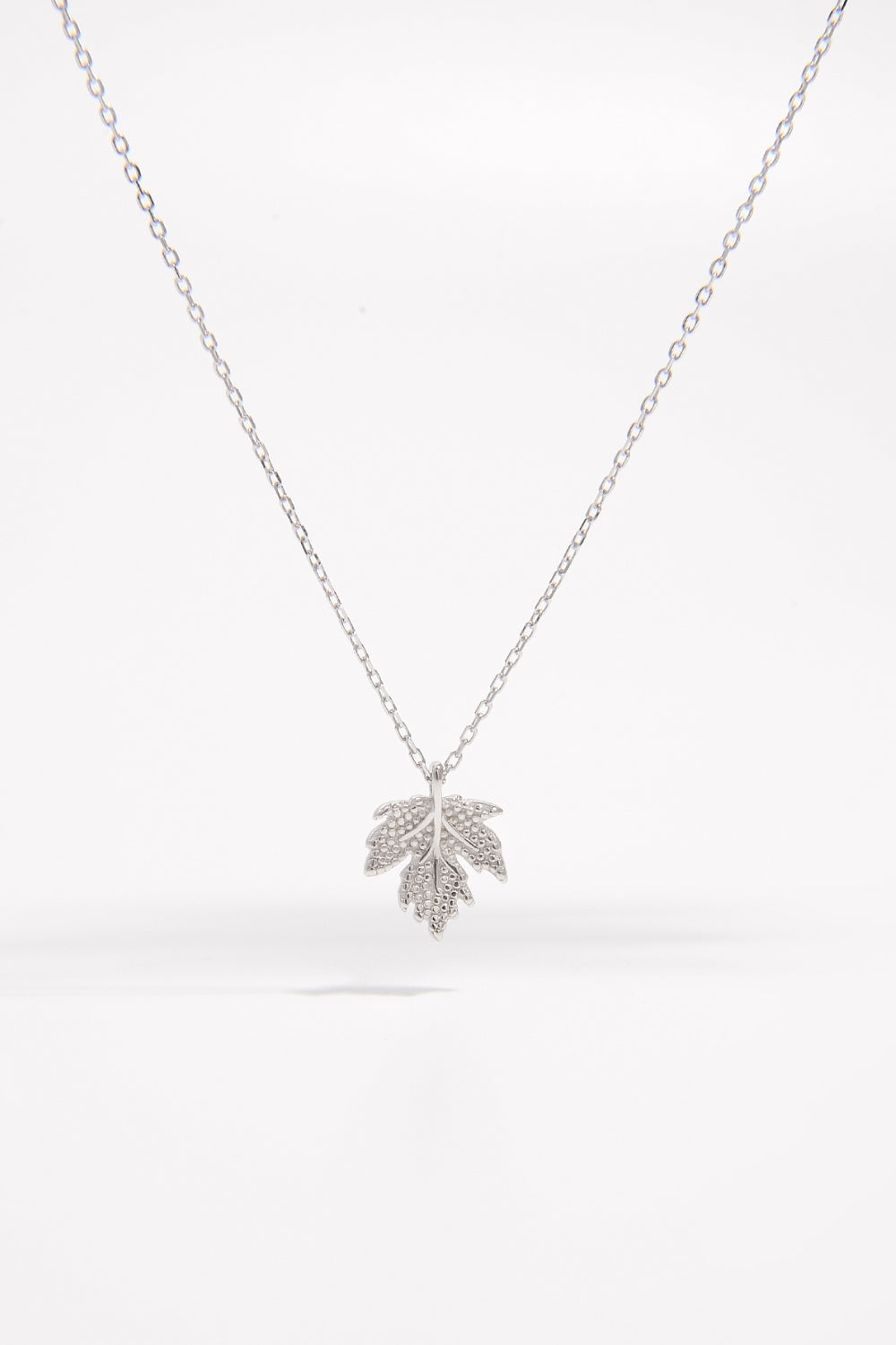Zircon Maple Leaf Silver Chain