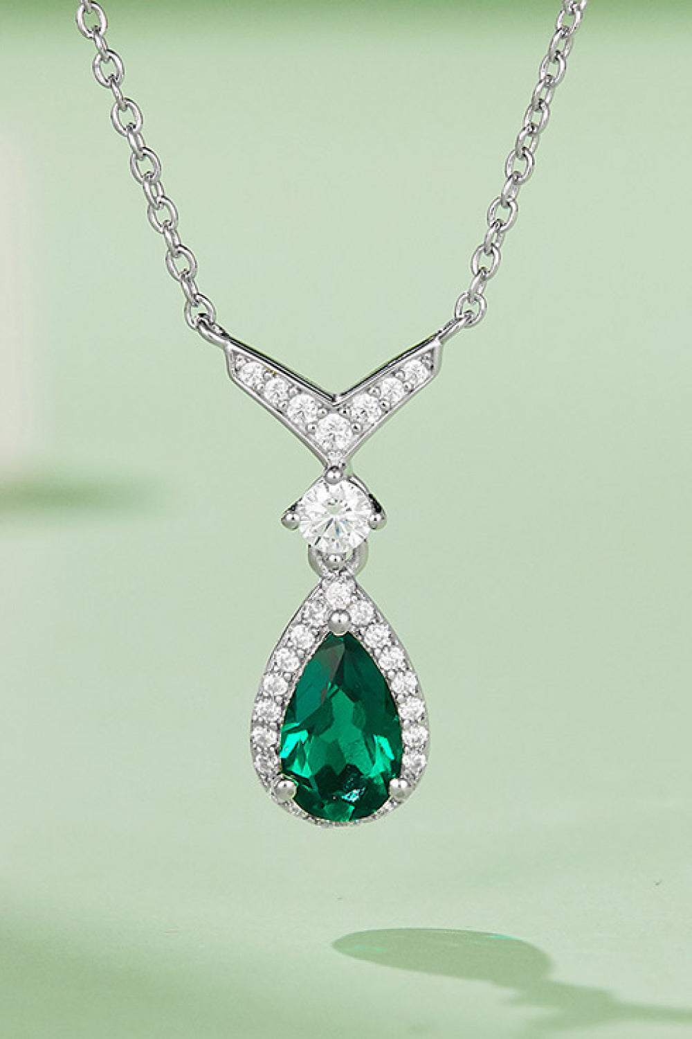 Lab Emerald Drop Necklace