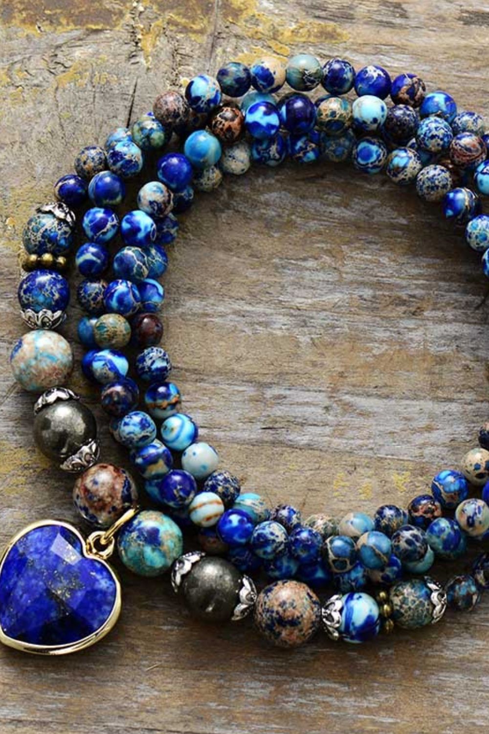 Royal Gemstone Triple-Layer Hjertearmbånd