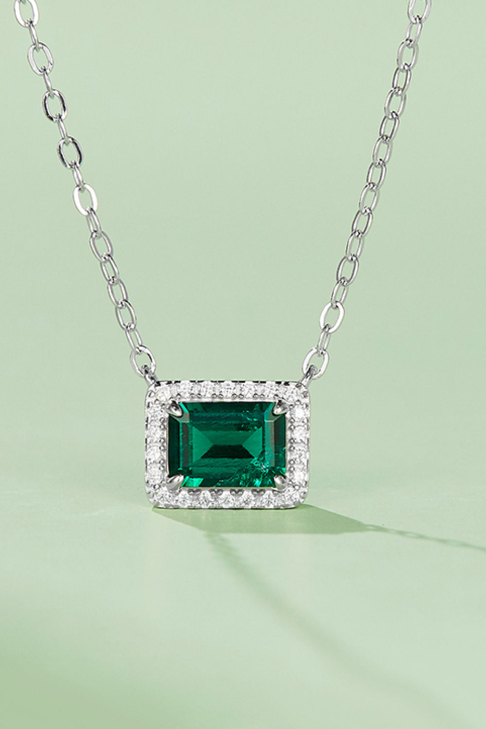 Lab Emerald Rectangular Pendant