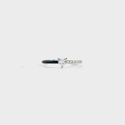 Enamel Heart Zircon Ring