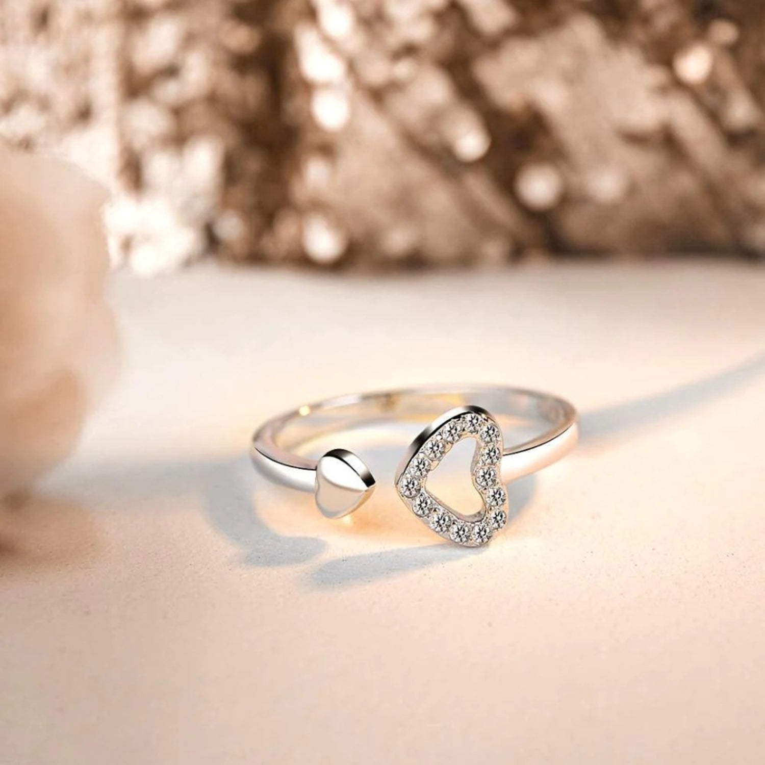 Åben Hjerte Zirkon Ring