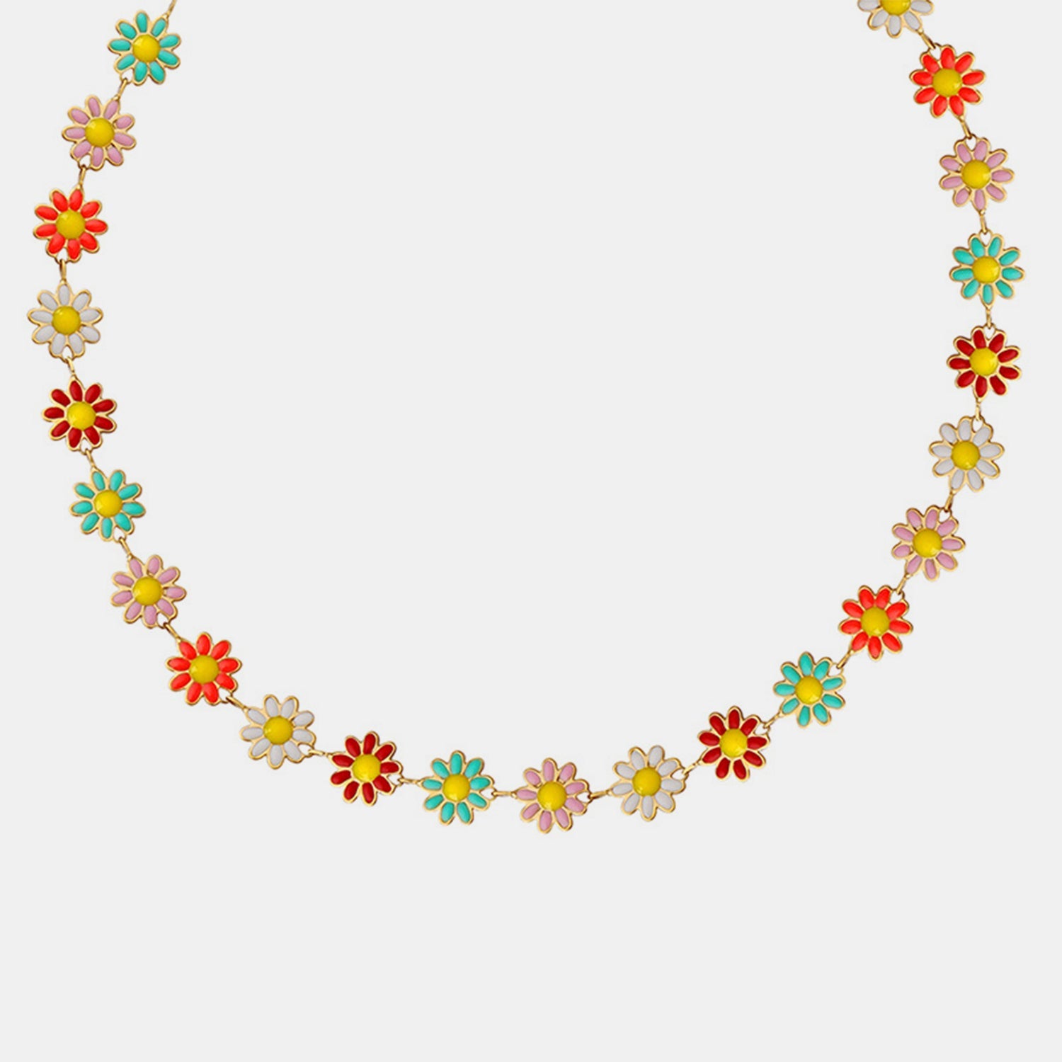 Metallic Floral Pendant Chain