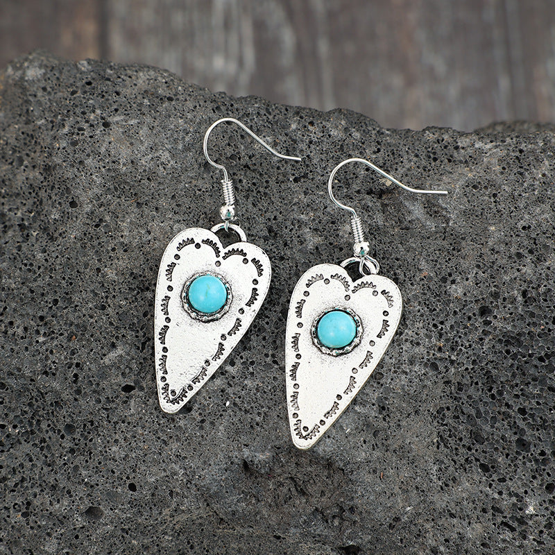 Turkis Hjerte Dangle Hoops