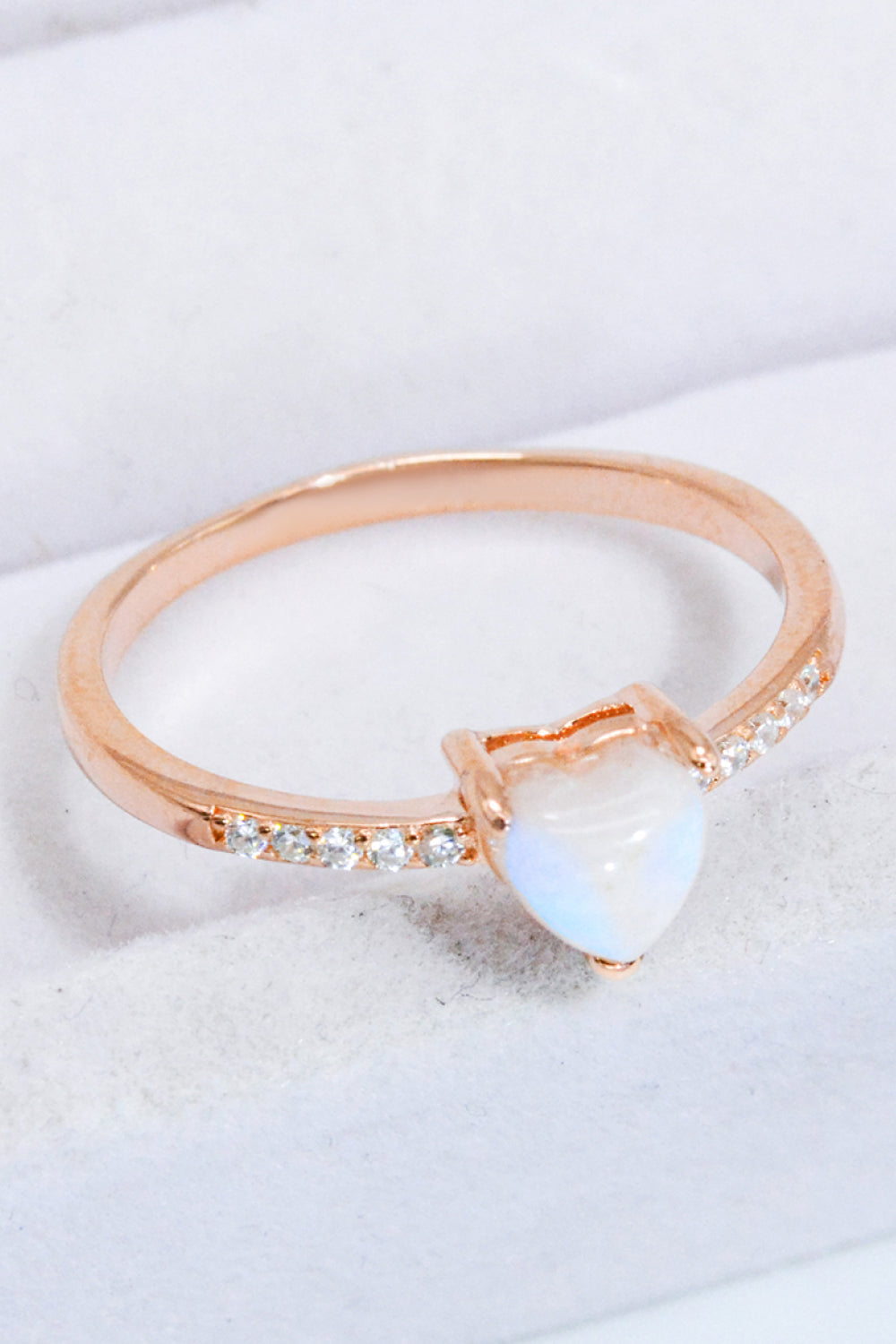 Rose Gold Moonstone Heart Ring