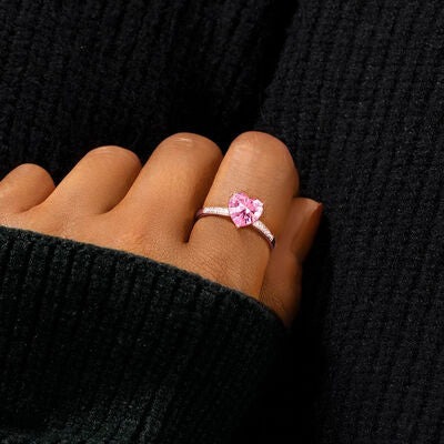 Heart-Shaped Zircon Silver Ring