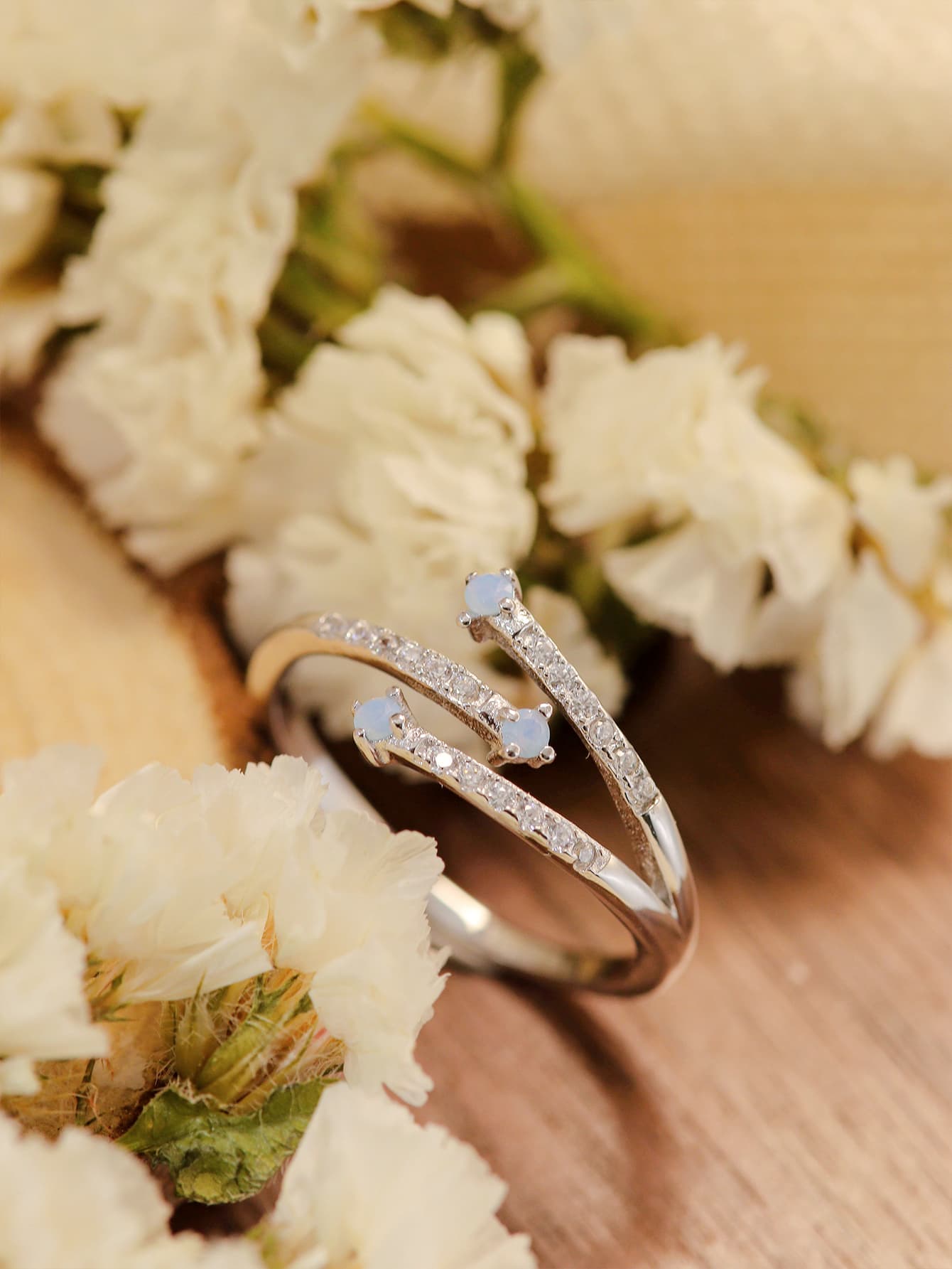 Platinum Moonstone Ring
