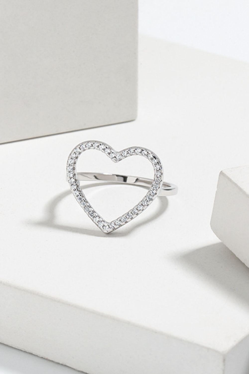 Zircon Hjerte Sølv Ring