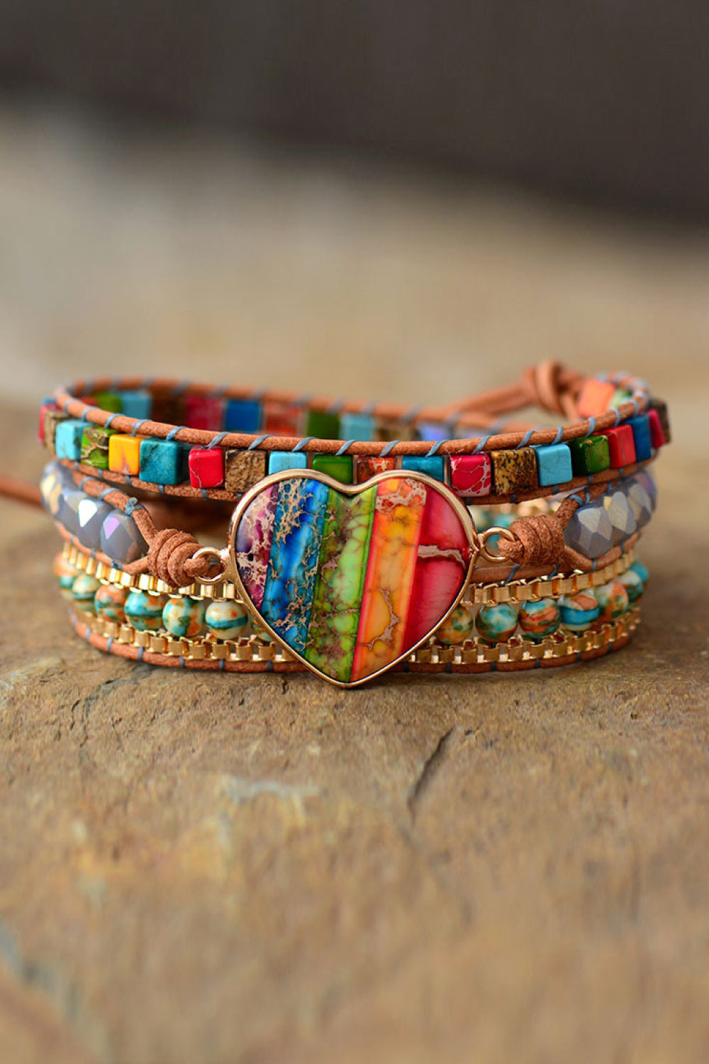 Jasper & Crystal Layered Cuff